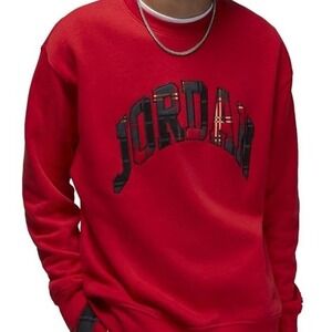 Jordan Sweatshirt Red Plaid Logo Crewneck Mens Size Medium
